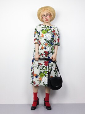 「ふりふ（フリフ）のアイテム（ワンピース）」を使った、ひいこさん（レディース・154cm）の春コーディネート
