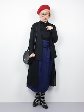 「OSMOSIS（オズモーシス）のシフォンレイヤードジャケット（テーラードジャケット）」を使った、ひいこさん（レディース・154cm）の春コーディネート