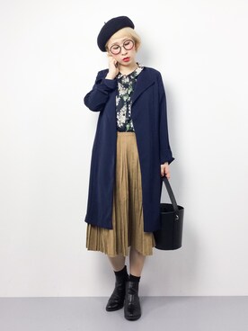 「花柄シャツ」｜「アイテム（その他アウター）」を使った、ひいこさん（レディース・154cm）の春コーディネート