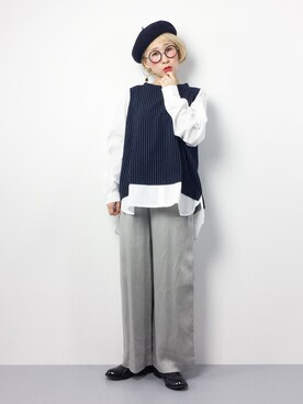 「NOMBRE IMPAIR（ノンブルアンペール）のアイテム（パンツ）」を使った、ひいこさん（レディース・154cm）の春コーディネート