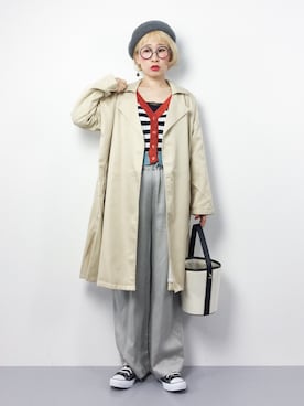 「AS KNOW AS PINKY（アズノゥアズピンキー）のアイテム（トレンチコート）」を使った、ひいこさん（レディース・154cm）の春コーディネート