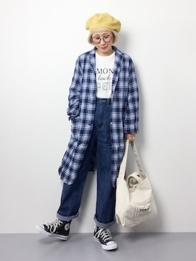 「coen（コーエン）のアイテム（その他アウター）」を使った、ひいこさん（レディース・154cm）の春コーディネート