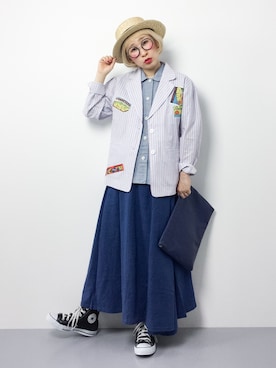 「SALON adam et rope'（サロン アダム エ ロペ）のアイテム（ハット）」を使った、ひいこさん（レディース・154cm）の春コーディネート