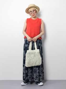 「SALON adam et rope'（サロン アダム エ ロペ）のアイテム（ハット）」を使った、ひいこさん（レディース・154cm）の春コーディネート