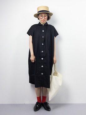 「ドレスシューズ」｜「アイテム（シャツワンピース）」を使った、ひいこさん（レディース・154cm）の夏コーディネート
