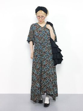 「フリルトート」｜「アイテム（ワンピース/ドレス）」を使った、ひいこさん（レディース・154cm）の夏コーディネート