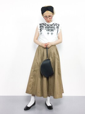 「coca（coca）（コカ）のアイテム（クラッチバッグ）」を使った、ひいこさん（レディース・154cm）の夏コーディネート