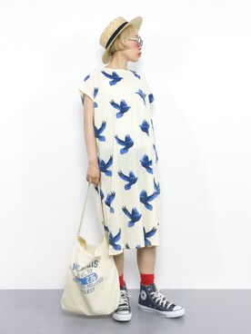 「eiπe （イーペ）のアイテム（ワンピース/ドレス）」を使った、ひいこさん（レディース・154cm）の夏コーディネート