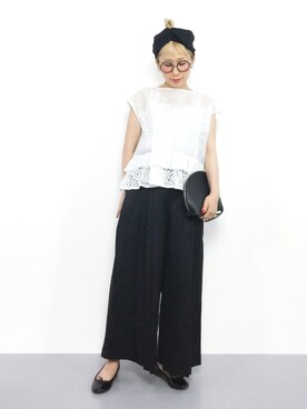 「coca（coca）（コカ）のアイテム（クラッチバッグ）」を使った、ひいこさん（レディース・154cm）の夏コーディネート