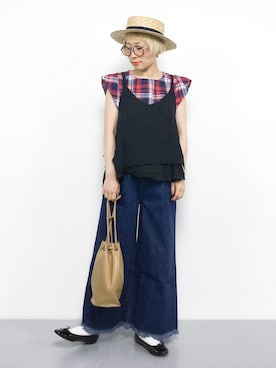 「MERLOT（メルロー）のアイテム（キャミソール）」を使った、ひいこさん（レディース・154cm）の夏コーディネート
