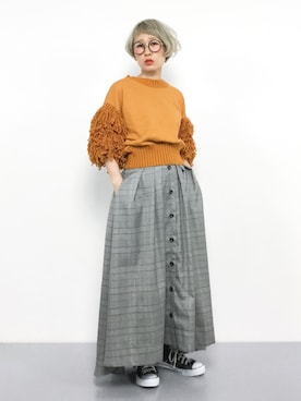 「マスタードイエロー」｜ひいこさん（レディース・154cm）の夏コーディネート