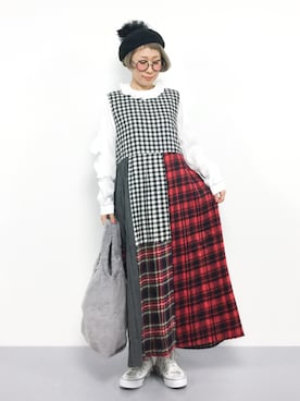 「タータンチェック」｜ひいこさん（レディース・154cm）の秋コーディネート