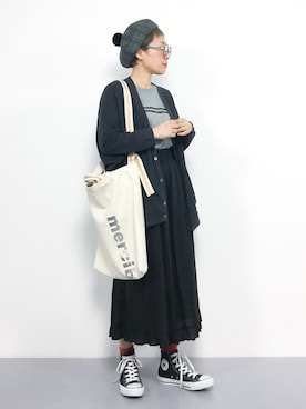「mercibeaucoup,（メルシーボークー）のアイテム（カーディガン/ボレロ）」を使った、ひいこさん（レディース・154cm）の秋コーディネート