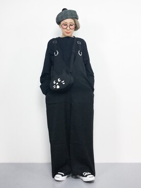 「にゃー」｜「アイテム（オールインワン・サロペット）」を使った、ひいこさん（レディース・154cm）の秋コーディネート