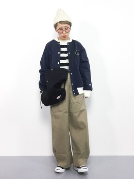 「にゃー」｜「アイテム（ブルゾン）」を使った、ひいこさん（レディース・154cm）の秋コーディネート