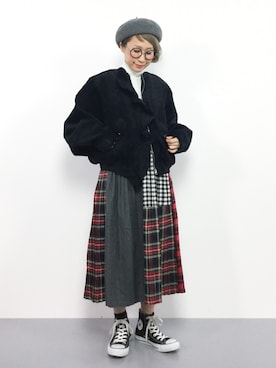 「タータンチェック」｜ひいこさん（レディース・154cm）の秋コーディネート