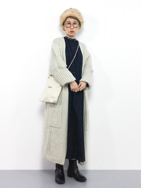「Another Edition（アナザーエディション）のロゴキャンバスミニショルダーバッグⅡ（ショルダーバッグ）」を使った、ひいこさん（レディース・154cm）の秋コーディネート