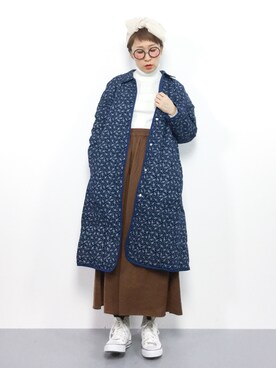 「ヘアバンド」｜「アイテム（ステンカラーコート）」を使った、ひいこさん（レディース・154cm）の秋コーディネート