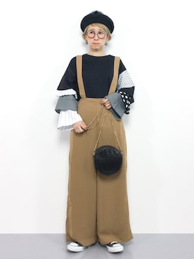 「AVAN LILY（アヴァンリリィ）のアイテム（オールインワン・サロペット）」を使った、ひいこさん（レディース・154cm）の秋コーディネート