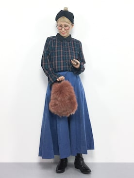 「IENA（イエナ）のIENA フォックス巾着バッグ◆（ショルダーバッグ）」を使った、ひいこさん（レディース・154cm）の秋コーディネート
