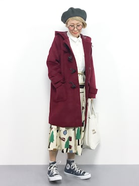 「Honeys（ハニーズ）のアイテム（ダッフルコート）」を使った、ひいこさん（レディース・154cm）の秋コーディネート