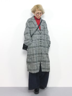 「coca（coca）（コカ）のアイテム（チェスターコート）」を使った、ひいこさん（レディース・154cm）の秋コーディネート