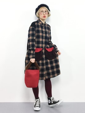「COOMB（クーム）のアイテム（バッグ）」を使った、ひいこさん（レディース・154cm）の秋コーディネート