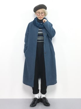 「FREAK'S STORE（フリークスストア）のレザーパイピングバスクベレー（ハンチング/ベレー帽）」を使った、ひいこさん（レディース・154cm）の秋コーディネート