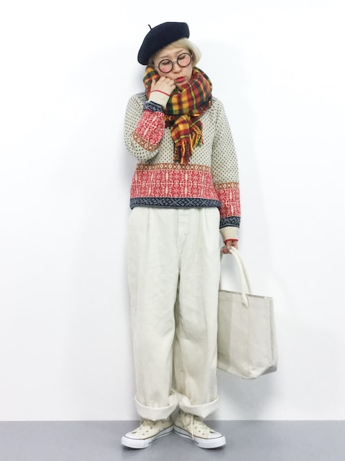 ひいこ Zozotown Tweed Millのマフラー ショールを使った