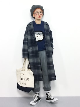 「Te chichi TERRASSE（テチチテラス）のアイテム（チェスターコート）」を使った、ひいこさん（レディース・154cm）の冬コーディネート