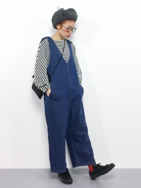「Factor=（ファクターイコール）のアイテム（オールインワン・サロペット）」を使った、ひいこさん（レディース・154cm）の冬コーディネート