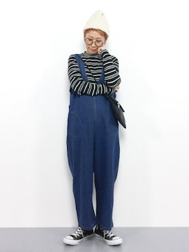 「Factor=（ファクターイコール）のアイテム（オールインワン・サロペット）」を使った、ひいこさん（レディース・154cm）の冬コーディネート