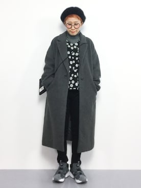 「リラックスパンツ」｜「アイテム（その他アウター）」を使った、ひいこさん（レディース・154cm）の冬コーディネート