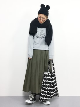 Marimekko マリメッコのエコバッグ サブバッグ ブラック 黒色系 コーディネート Zozotown