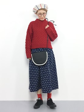 「ひいこドットコム」｜「アイテム（ハンチング/ベレー帽）」を使った、ひいこさん（レディース・154cm）の冬コーディネート