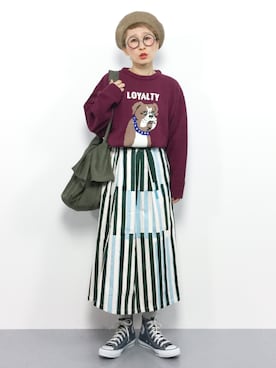 「LAKOLE（ラコレ）のアイテム（ハンチング/ベレー帽）」を使った、ひいこさん（レディース・154cm）の冬コーディネート