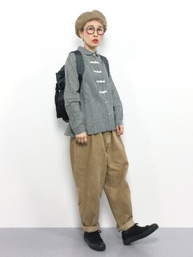 「LAKOLE（ラコレ）のアイテム（ハンチング/ベレー帽）」を使った、ひいこさん（レディース・154cm）の冬コーディネート