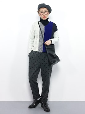 「ひいこドットコム」｜「アイテム（ハンチング/ベレー帽）」を使った、ひいこさん（レディース・154cm）の冬コーディネート