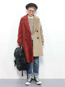 「コクーンコート」｜「アイテム（チェスターコート）」を使った、ひいこさん（レディース・154cm）の冬コーディネート
