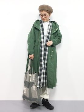 「haco!（ハコ）のアイテム（モッズコート）」を使った、ひいこさん（レディース・154cm）の冬コーディネート