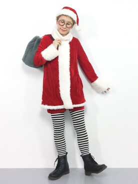 「ボーダーソックス」｜「アイテム（ワンピース/ドレス）」を使った、ひいこさん（レディース・154cm）の冬コーディネート