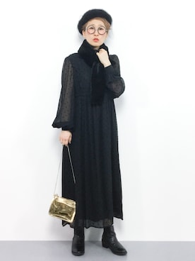 「ひいこドットコム」｜「アイテム（ワンピース/ドレス）」を使った、ひいこさん（レディース・154cm）の冬コーディネート