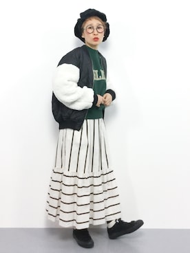 「Simplicite（サンプリシテ）のアイテム（ブルゾン）」を使った、ひいこさん（レディース・154cm）の冬コーディネート