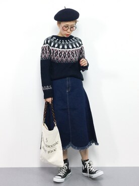 「Another Edition（アナザーエディション）の【展開店舗限定】チェーンショルダーロゴバッグ（ショルダーバッグ）」を使った、ひいこさん（レディース・154cm）の冬コーディネート