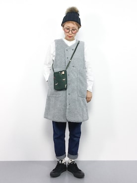 「MODE ROBE（モードローブ）のアイテム（帽子）」を使った、ひいこさん（レディース・154cm）の冬コーディネート