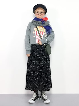 「ひいこドットコム」｜「アイテム（スウェット）」を使った、ひいこさん（レディース・154cm）の冬コーディネート