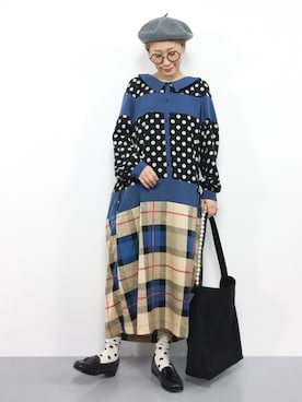 「ひいこドットコム」｜「アイテム（ハンチング/ベレー帽）」を使った、ひいこさん（レディース・154cm）の冬コーディネート