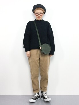 「MEDE19F（メデジュウキュウ）のアイテム（ニット/セーター）」を使った、ひいこさん（レディース・154cm）の冬コーディネート