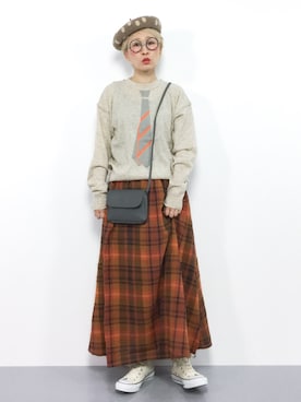 「mercibeaucoup,（メルシーボークー）のアイテム（ニット/セーター）」を使った、ひいこさん（レディース・154cm）の冬コーディネート