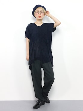 「zucca」｜「アイテム（ハンチング/ベレー帽）」を使った、ひいこさん（レディース・154cm）の冬コーディネート